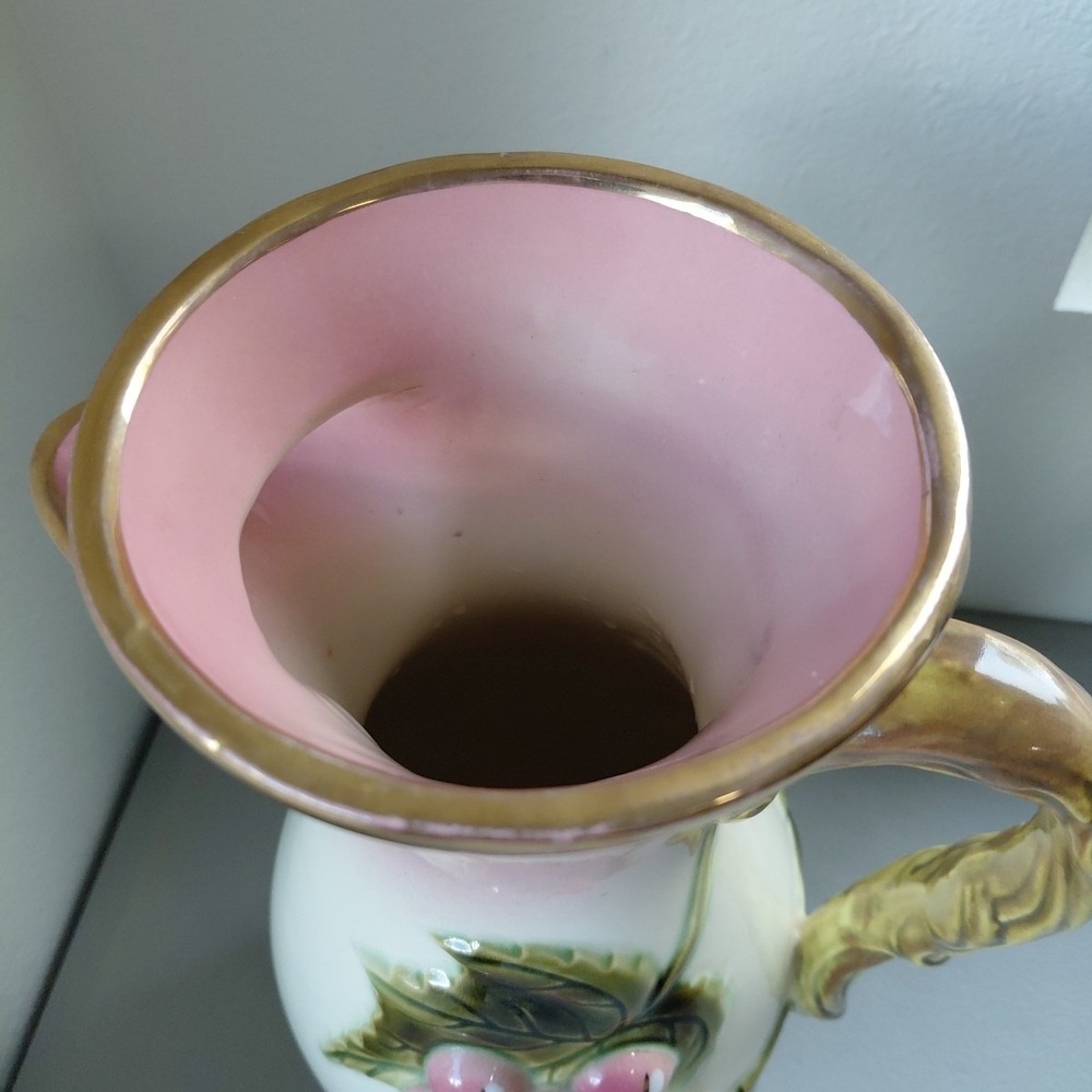 Hull Pottery LARGE Pitcher Service TOKAY Grapes Vine OMBRE Gold Trim USA 13" MCM - Picture 7 of 10